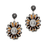 92078, WESTERN CONCHO FAUX LEATHER ACCENT DANGLE EARRING