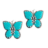 92079, WESTERN BUTTERFLY FAUX LEATHER ACCENT DANGLE EARRING