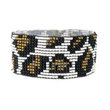 92082, LEOPARD PRINT SEED BEAD STRETCH BRACELET