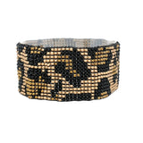 92082, LEOPARD PRINT SEED BEAD STRETCH BRACELET