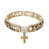 92089, "SERENITY PRAYER" CROSS CHARM INSPIRATION STRETCH BRACELET