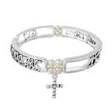 92090, "PHILIPPIANS 4:13" CROSS CHARM INSPIRATION STRETCH BRACELET