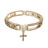 92090, "PHILIPPIANS 4:13" CROSS CHARM INSPIRATION STRETCH BRACELET