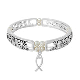 92091, "JOHN 3:16" ICHTHUS FISH CHARM INSPIRATION STRETCH BRACELET