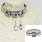 92112, PAVE RHINESTONE SNAKECHAIN CHOKER NECKLACE WITH BRACELET