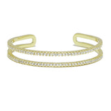 92148, PAVE CUBIC ZIRCONA STAINLESS STEEL CUFF BRACELET