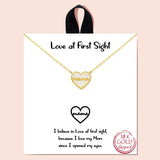 92160, 18K GOLD DIPPED "LOVE AT FIRST SIGHT" DAINTY HEART MAMA NECKLACE, MOTHER'S DAY