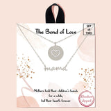 92193, GOLD DIPPED, "THE BOND OF LOVE" MAMA HEART CHARM CUBIC ZIRCONIA NECKLACE, MOTHER'S DAY