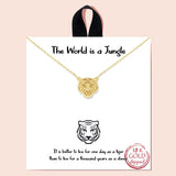 92194, GOLD DIPPED, "THE WORLD IS A JUNGLE" DAINTY TIGER NECKLACE