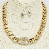 92196, "DOUBLE O" PAVE RHINESTONE CHAIN NECKLACE