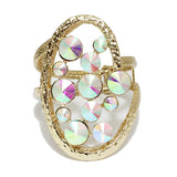 92212, ROUND RHINESTONE WITH CHUNKY HAMMERED METAL BANGLE BRACELET