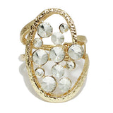 92212, ROUND RHINESTONE WITH CHUNKY HAMMERED METAL BANGLE BRACELET