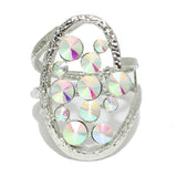 92212, ROUND RHINESTONE WITH CHUNKY HAMMERED METAL BANGLE BRACELET