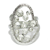 92212, ROUND RHINESTONE WITH CHUNKY HAMMERED METAL BANGLE BRACELET