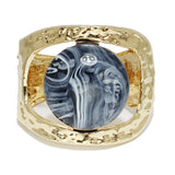 92219, ROUND CELLULOID ACETATE ACCENT CHUNKY BANGLE BRACELET