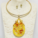 92223, ABSTRACT TEARDROP CELLULOID ACETATE CHOKER NECKLACE