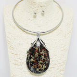 92223, ABSTRACT TEARDROP CELLULOID ACETATE CHOKER NECKLACE