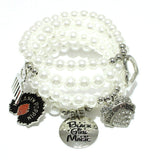 92248, "BLACK GIRL MAGIC" CHARM MULTI LAYERED BEAD STRETCH BRACELET