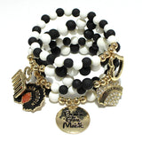 92248, "BLACK GIRL MAGIC" CHARM MULTI LAYERED BEAD STRETCH BRACELET