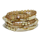 92252, CELLULOID ACETATE MULTI LAYERED BEAD STRETCH BRACELET