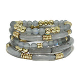 92252, CELLULOID ACETATE MULTI LAYERED BEAD STRETCH BRACELET