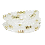 92252, CELLULOID ACETATE MULTI LAYERED BEAD STRETCH BRACELET