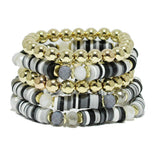 92253, MULTI LAYERED HEISHI BEAD STRETCH BRACELET