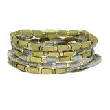 92255, RECTANGLE MULTI LAYERED BEAD STRETCH BRACELET