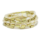 92255, RECTANGLE MULTI LAYERED BEAD STRETCH BRACELET
