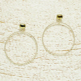 92282, RECTANGLE RHINESTONE ACCENT ROUND EARRING