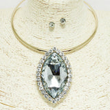 92285, CHUNKY MARQUISE RHINESTONE CHOKER NECKLACE