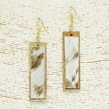 92339, RECTANGLE MOHAIR FUR WOODEN EARRING