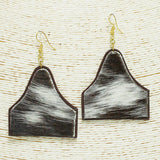 92341, GEOMETRIC MOHAIR FUR FAUX LEATHER EARRING