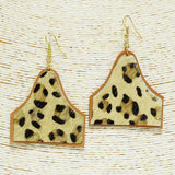 92341, GEOMETRIC MOHAIR FUR FAUX LEATHER EARRING