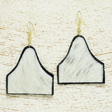 92341, GEOMETRIC MOHAIR FUR FAUX LEATHER EARRING