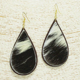 92342, TEARDROP MOHAIR FUR FAUX LEATHER EARRING