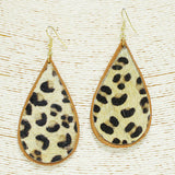 92342, TEARDROP MOHAIR FUR FAUX LEATHER EARRING