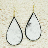 92342, TEARDROP MOHAIR FUR FAUX LEATHER EARRING