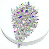 92375, OVERSIZED FLOWER ACCENT RHINESTONE EVENING PIN BROOCH