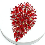 92375, OVERSIZED FLOWER ACCENT RHINESTONE EVENING PIN BROOCH