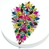 92375, OVERSIZED FLOWER ACCENT RHINESTONE EVENING PIN BROOCH