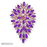 92375, OVERSIZED FLOWER ACCENT RHINESTONE EVENING PIN BROOCH