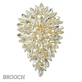 92375, OVERSIZED FLOWER ACCENT RHINESTONE EVENING PIN BROOCH