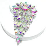 92376, OVERSIZED MARQUISE ACCENT RHINESTONE EVENING PIN BROOCH