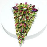 92376, OVERSIZED MARQUISE ACCENT RHINESTONE EVENING PIN BROOCH