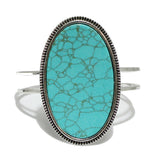 92388, WESTERN TURQUOISE STONE OVAL BANGLE BRACELET