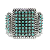 92392, WESTERN RECTANGLE TURQUOISE STONE STRETCH BRACELET