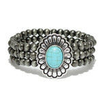 92394, WESTERN CONCHO WITH NAVAJO BEAD STRETCH BRACELET
