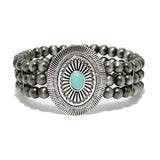 92395, WESTERN CONCHO WITH NAVAJO BEAD STRETCH BRACELET