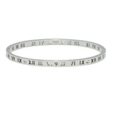 92413, CLASSIC ROMAN NUMERAL WITH CUBIC ZIRCONIA STAINLESS STEEL BANGLE BRACELET